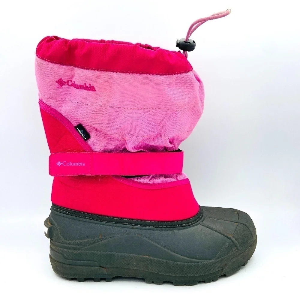 COLUMBIA Youth Girls Pink Powderbug Plus II Winter Snow Boot Waterproof Size 6